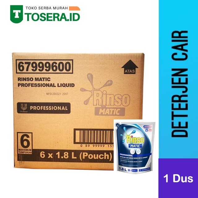 RINSO Matic Deterjen Cair 1,8 Liter - 1 DUS (Isi 6 Pack)