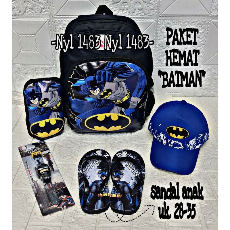 BISA Cod Tas Ransel print Avengers 4 in1 Ransel anak laki-laki Topi+sendal+jam tangan free tempat pensil