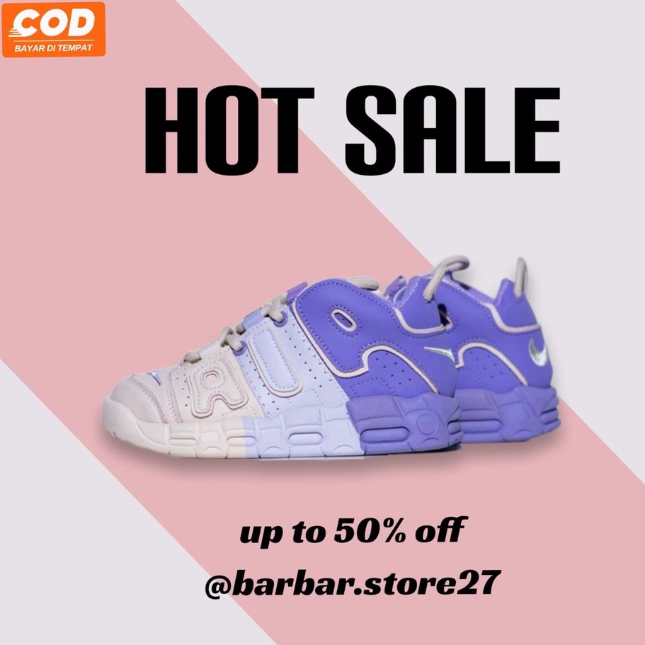 SEPATU ANAK LAKI-LAKI DAN ANAK PEREMPUAN/SEPATU SNEAKERS KIDS NIKE AIR MORE UPTEMPO PURPLE CREAM/SEP