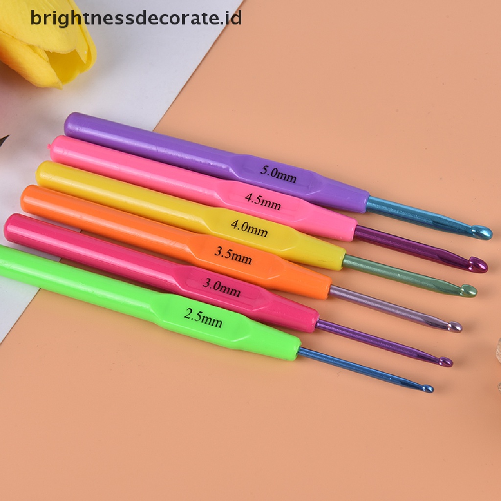 6 Pcs / Set Jarum Rajut Multifungsi Bahan Aluminum Dengan Gagang Plastik