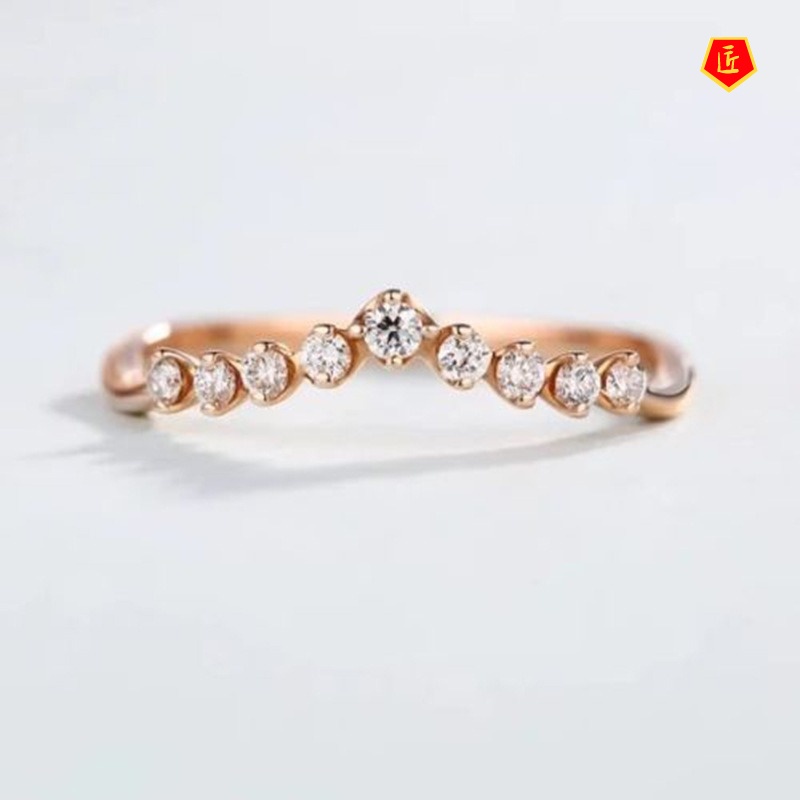 [Ready Stock]18K Rose Gold Diamond-Studded Ring Fashion