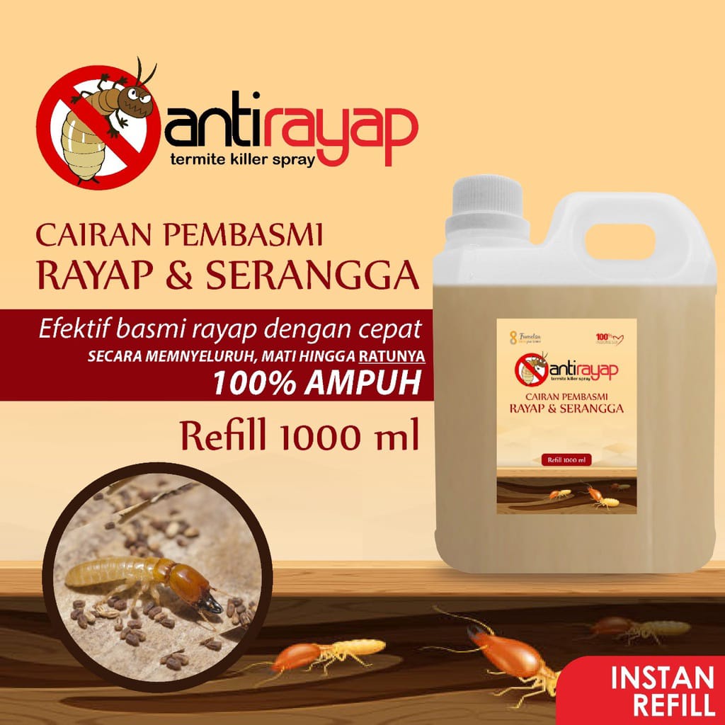 Obat Cairan Anti Rayap Racun Pembasmi Rayap,serangga Kemasan 1 Liter Refiil Jerigen + Free Bubble Wrap