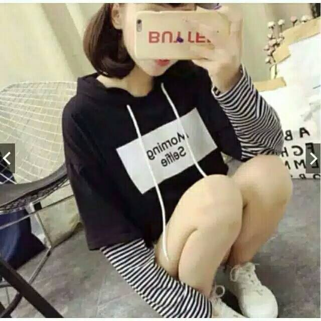 SWEATER MORNING SELFIE / TANGAN KOMBINASI/ tangan double bukan model sambungan