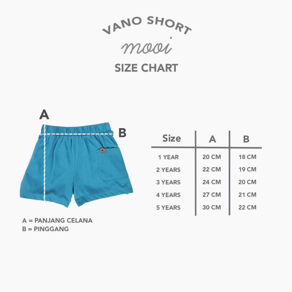 Mooi Vano Short 1-5 Tahun Celana Pendek Kantong Anak Unisex Vano Short Pocket Pants CBKS