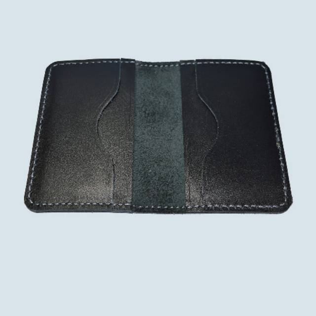 dompet kartu model lipat kulit asli - card wallet - slim wallet hitam NC032