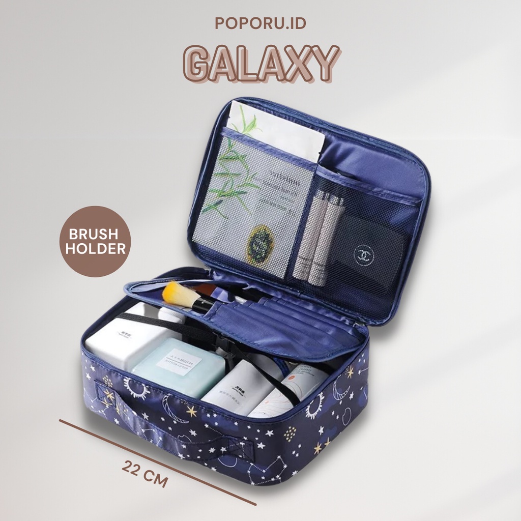 POPORU GALAXY &amp; SAKURA Multifunction Pouch - Tas Makeup Tempat Toiletries