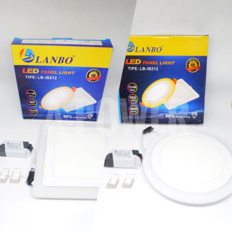 Lanbo - LED Downlight IB Inbow 12+4W Putih Biru (Kotak / Bulat)