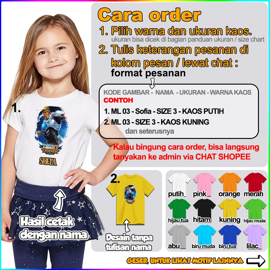 Baju Kaos ANAK DAN DEWASA MOBILE LEGEND COUPLE (FREE NAMA)