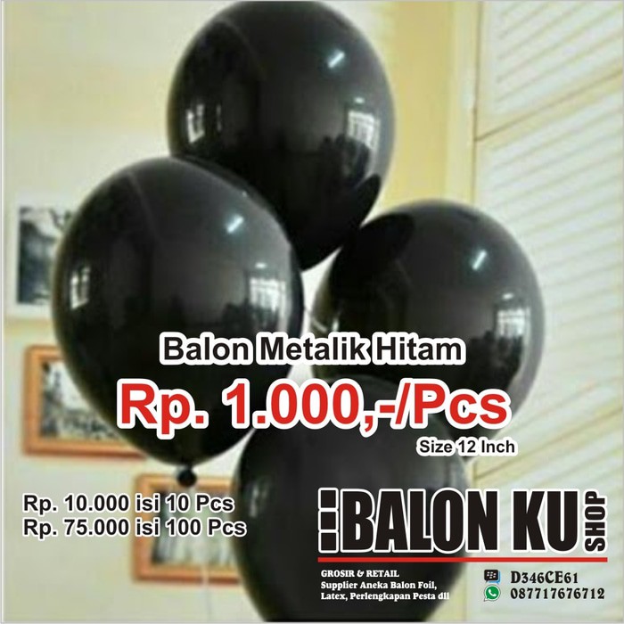 Balon Latex Hitam Metalik