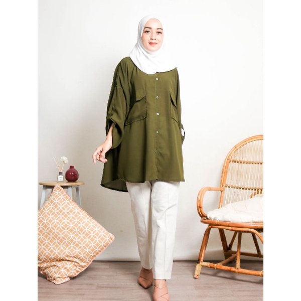 KEMEJA WANITA OVERSIZE POLOS K-2-4