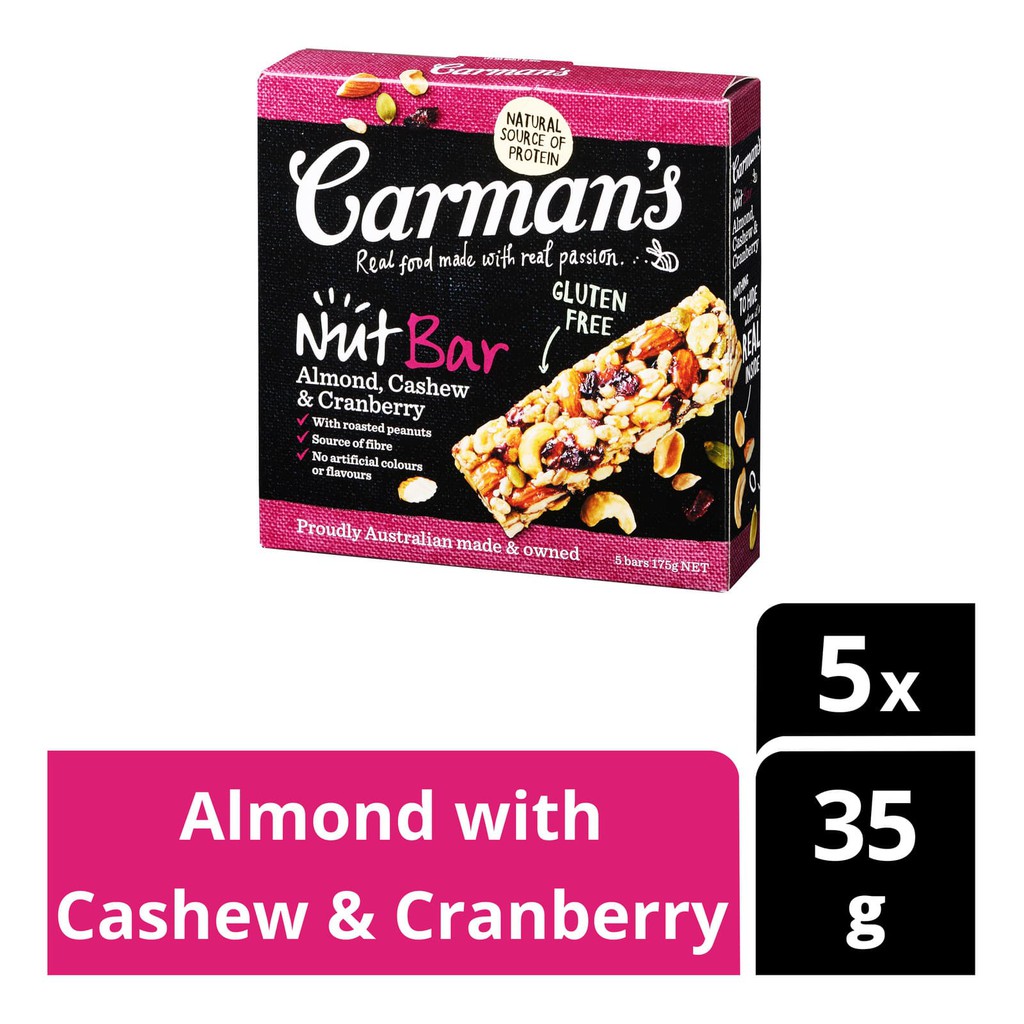 

Carmans Nut Bar - Almond Cashew Cranberry/ Hazelnut Vanila