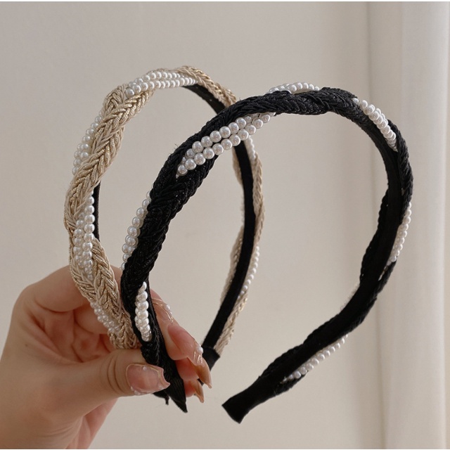 Bando Bandana Korea Wanita Kepang Mutiara Emas / Bando Pesta Hara