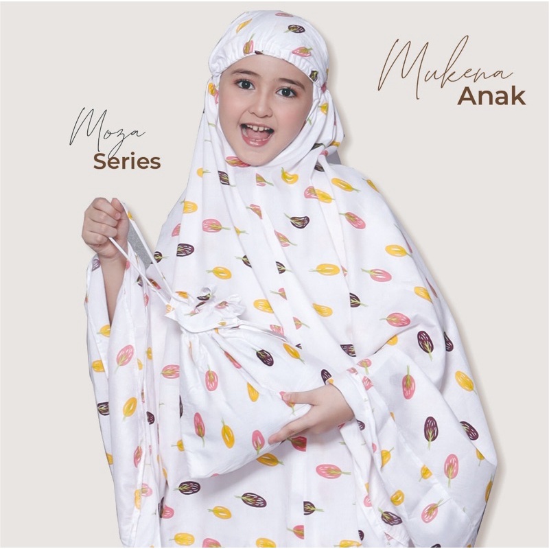 Mukena Anak Rayon Bali Premium MOZA Aksen Rempel 5-8th