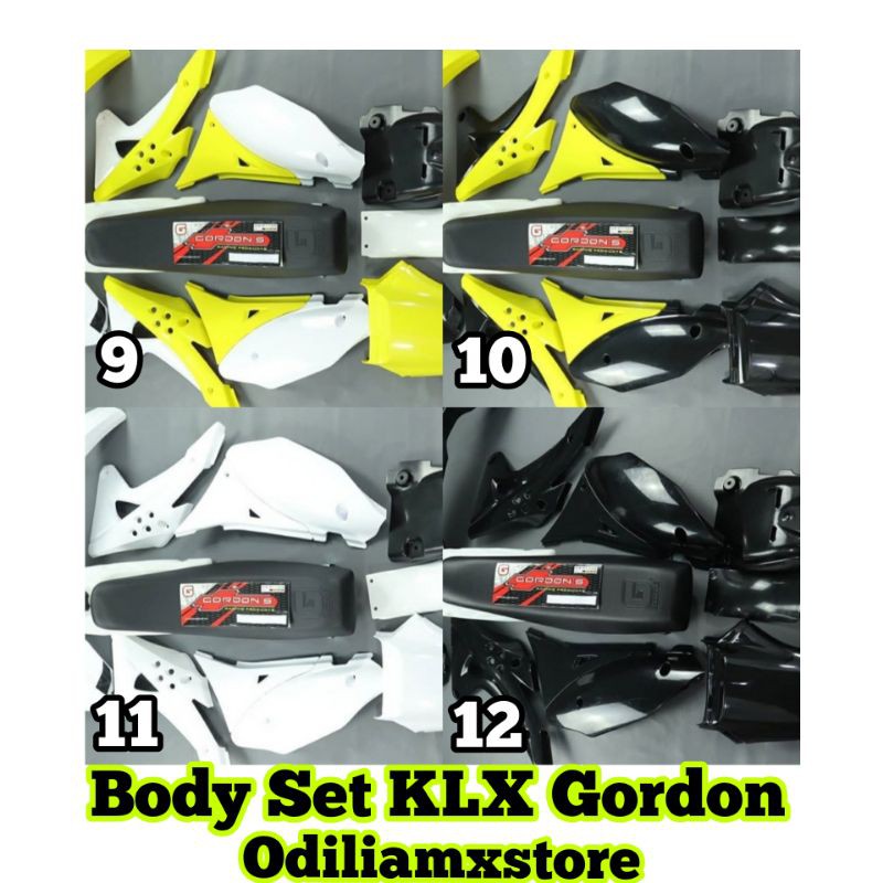 cover body set klx gordon putih kuning hitam