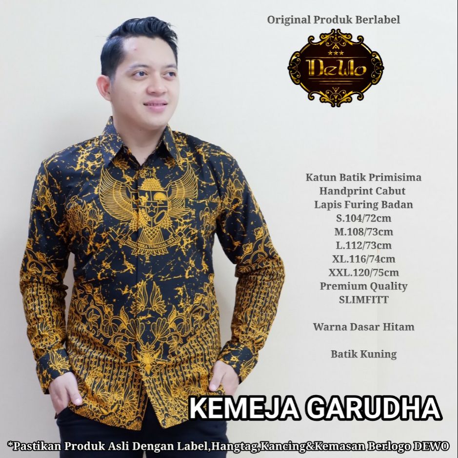 Kemeja Batik Slimfit Motif Garuda Baju Batik Slimfit Pria Batik SlimFit Lengan Panjang Terbaru