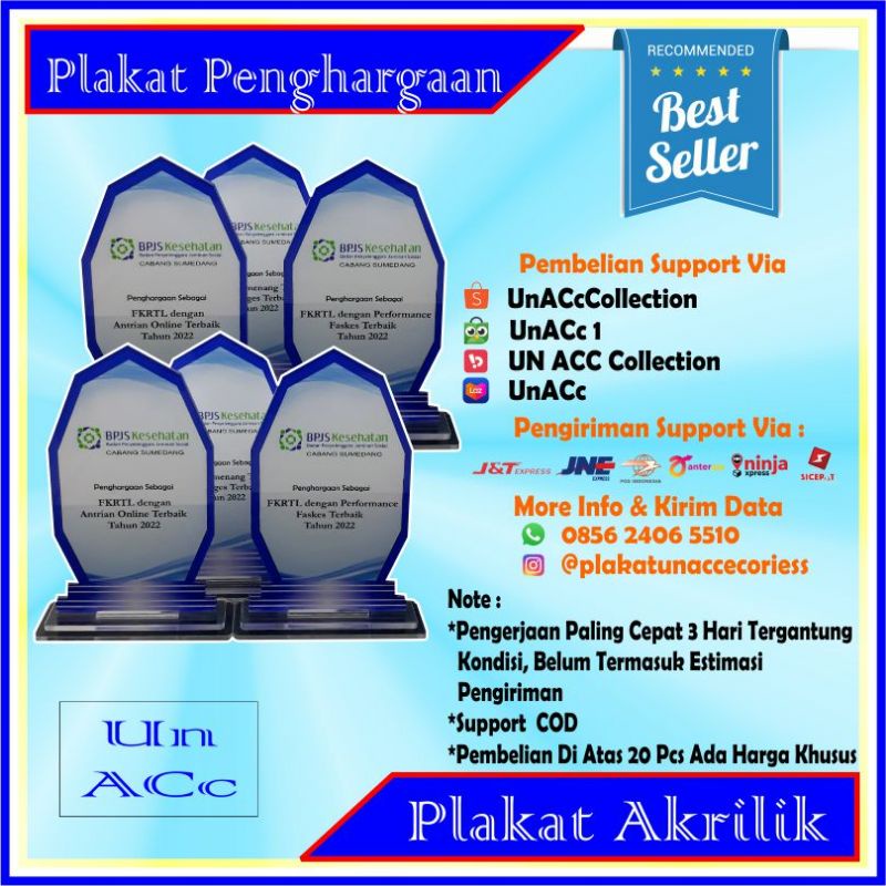 Plakat Akrilik Plakat Penghargaan Plakat Plakat Acrilyc Tropy Penghargaan Piala Ucapan Terimakasih