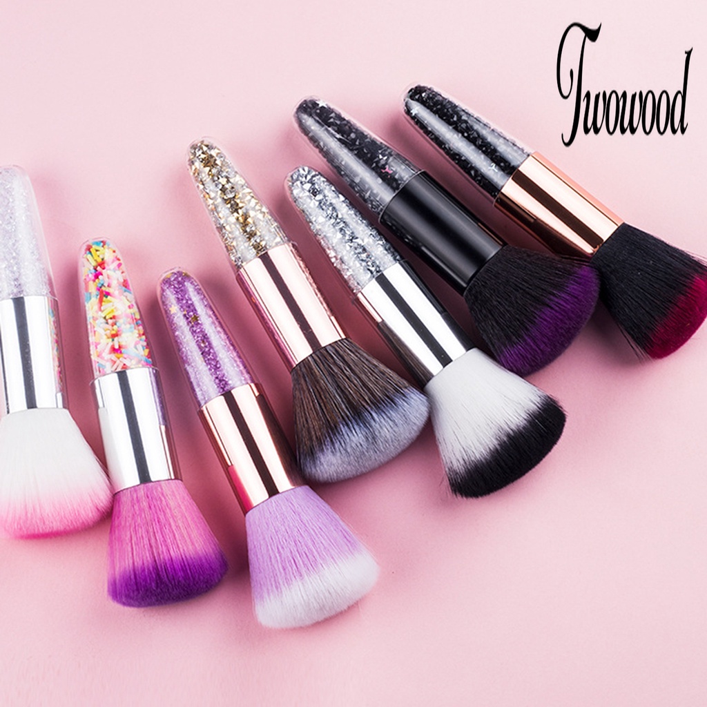 Brush Makeup Warna-Warni Dengan Gagang Kristal Imitasi Untuk Wanita