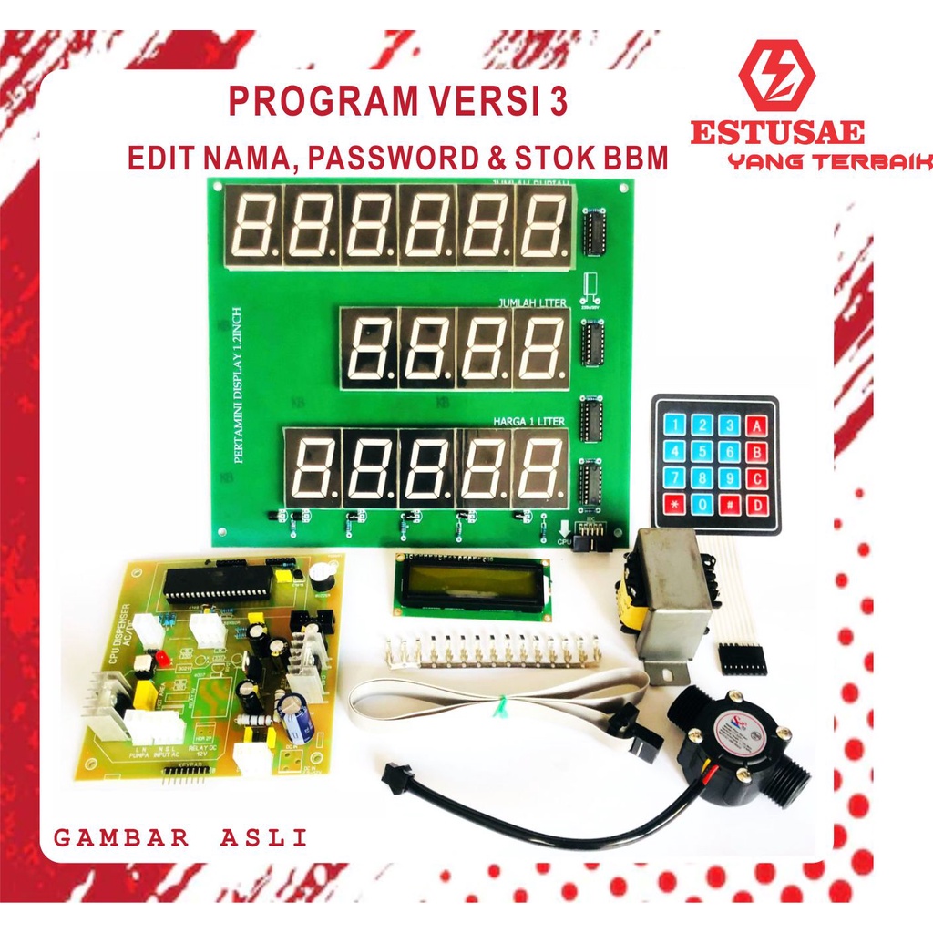 ESTUSAE - PAKET CPU AC V3 POM MINI PERTAMINI + DISPLAY 7SEGMENT MERAH + KEYPAD MEMBRANE + TRAFO CT 1