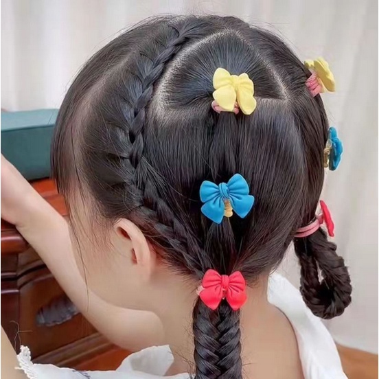 Ikat Rambut Korea Anak Perempuan Model Pita Aksesoris ikat Rambut Wanita 1 Set 2 Pcs Karet Elastis import AK134