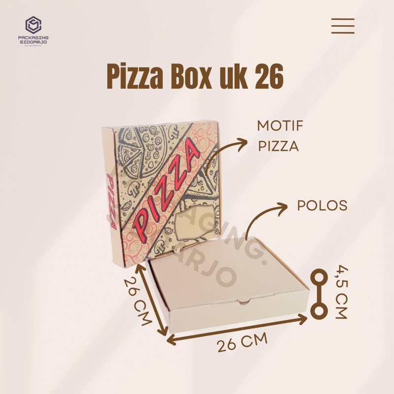 

Dus Pizza uk. 26x26x4,5 cm/Kardus pizza 26/Box piza 26/Box Pizza/Dus Pizza/Box Hampers/Box Kado