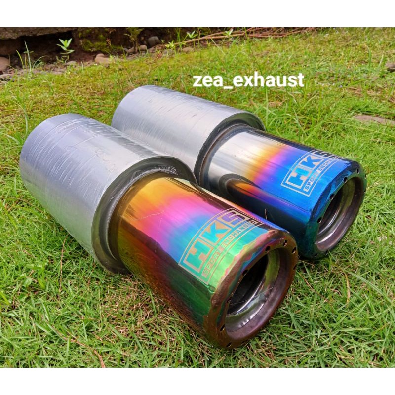 ( PROMO ) Knalpot Racing mobil hks gronel  biru/ pelangi for jazz, brio, timor, mobilo, avanza, gran