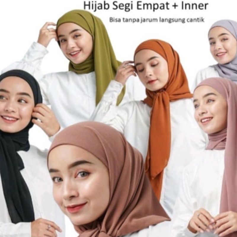 HIJAB SEGIEMPAT DAN SEGITIGA INNER CERUTY 2 IN 1