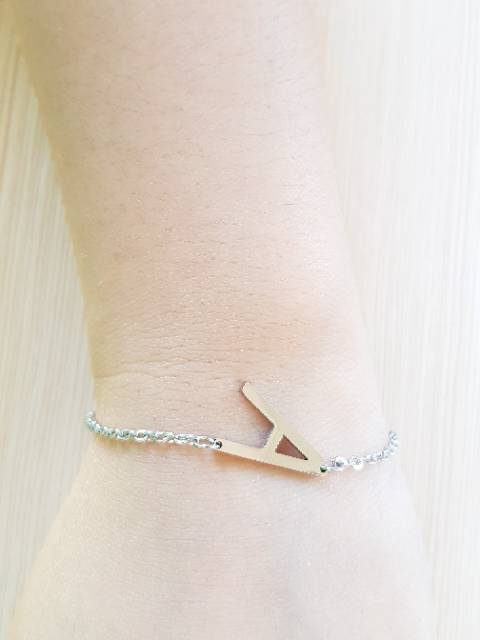 Gelang huruf SILVER / gelang huruf / gelang insial titanium white / gelang fashion import antikarat