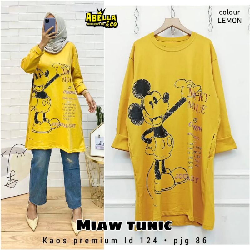 Miaw Tunik kaos wanita jumbo import ld 120 kekinian Atasan wanita Tunic Casual original Abella premi