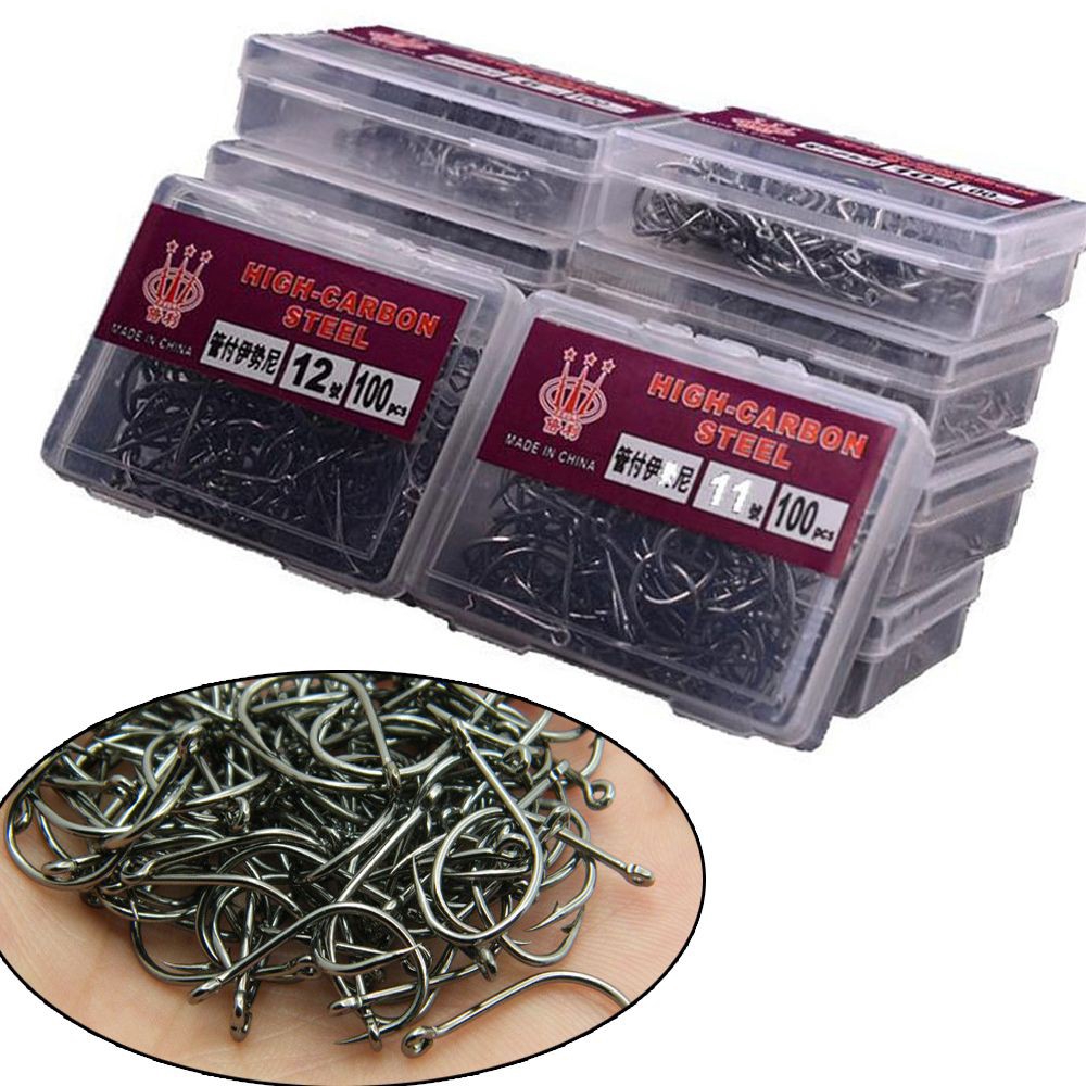 100pcs / Set Kail Umpan Pancing Bahan Carbon Steel Tahan Lama