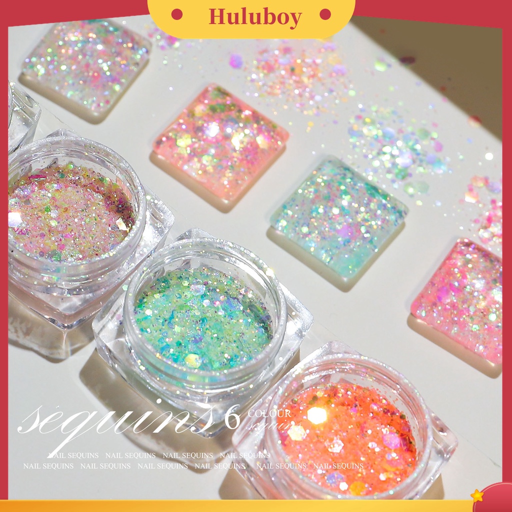 Huluboy Huluboy♡ Ornamen Bubuk Glitter Sequins Untuk Dekorasi Nail Art