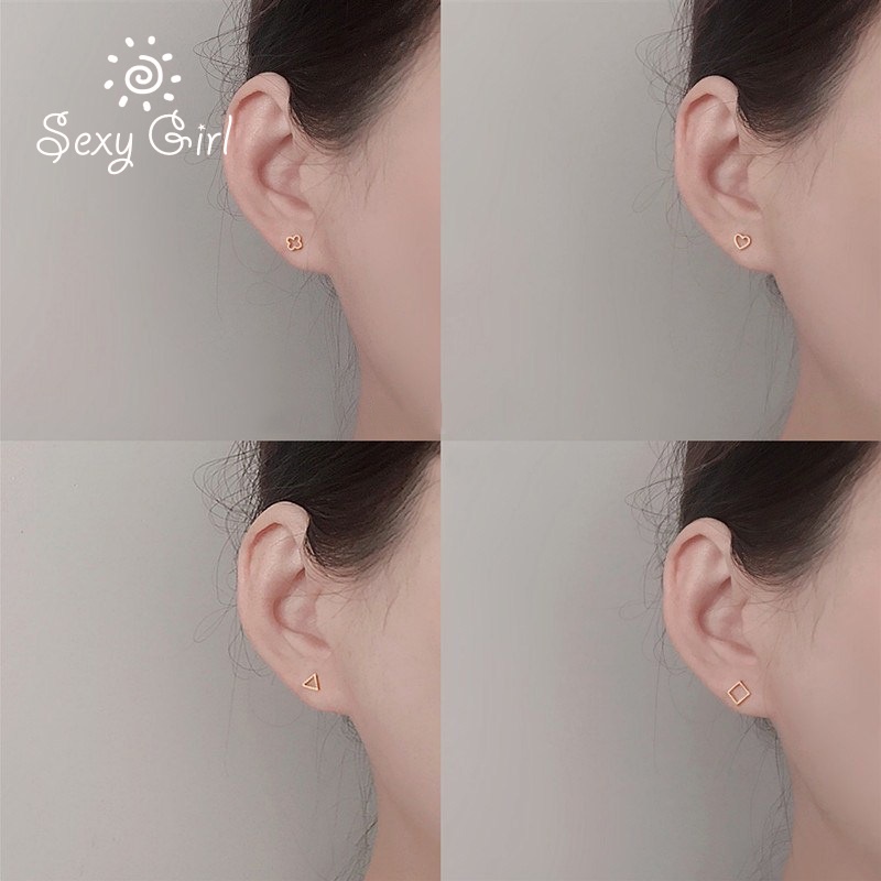 2022 Anting Tusuk Gantung Desain Geometri Mini Gaya Korea / Simple / Pelajar / Pasangan Untuk Wanita