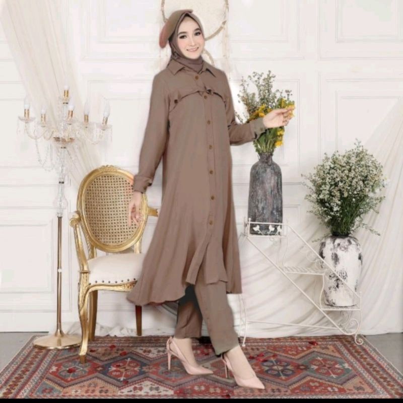 SETELAN CRINKLE LONG TUNIK ABRINA