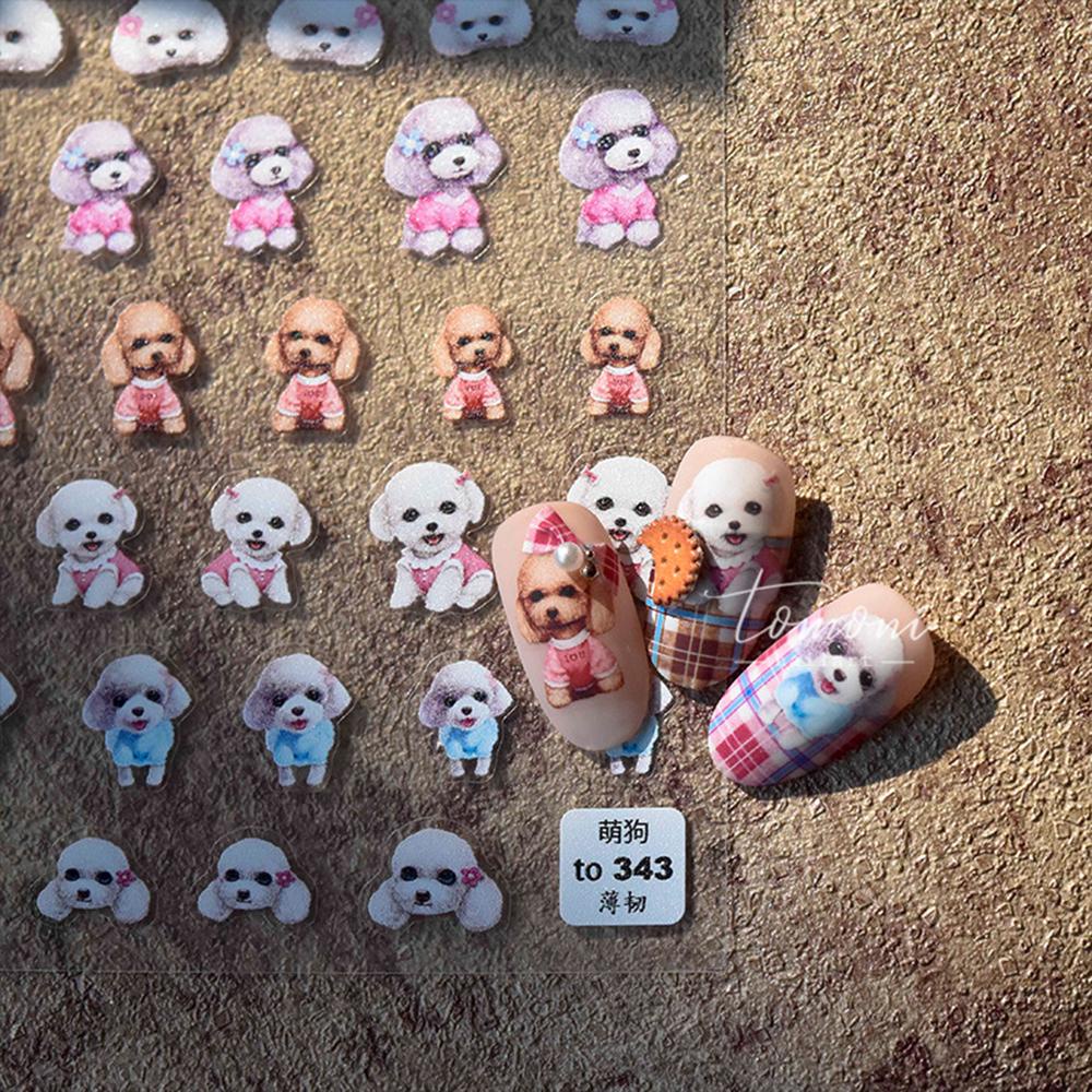 Mxbeauty Stiker Kuku 5D Motif Anjing / Kelinci Gaya Jepang
