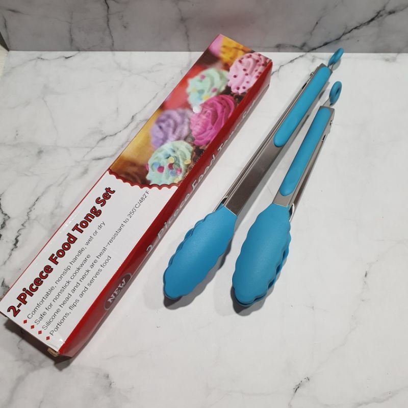 Silicone tongs set 2pcs / pencapit makanan / kue