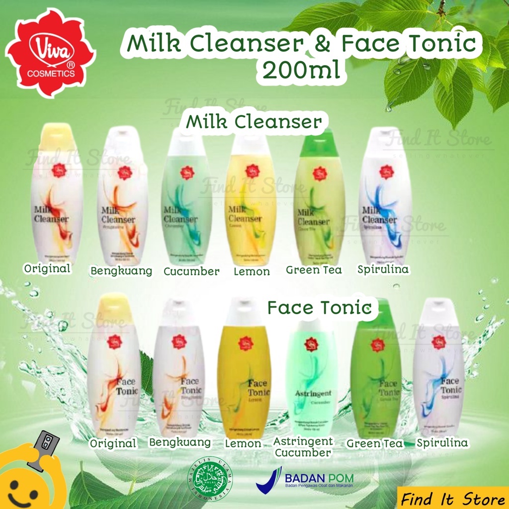 Viva Milk Cleanser Face Tonic | Susu Pembersih Penyegar Toner Wajah | 200ml | BPOM