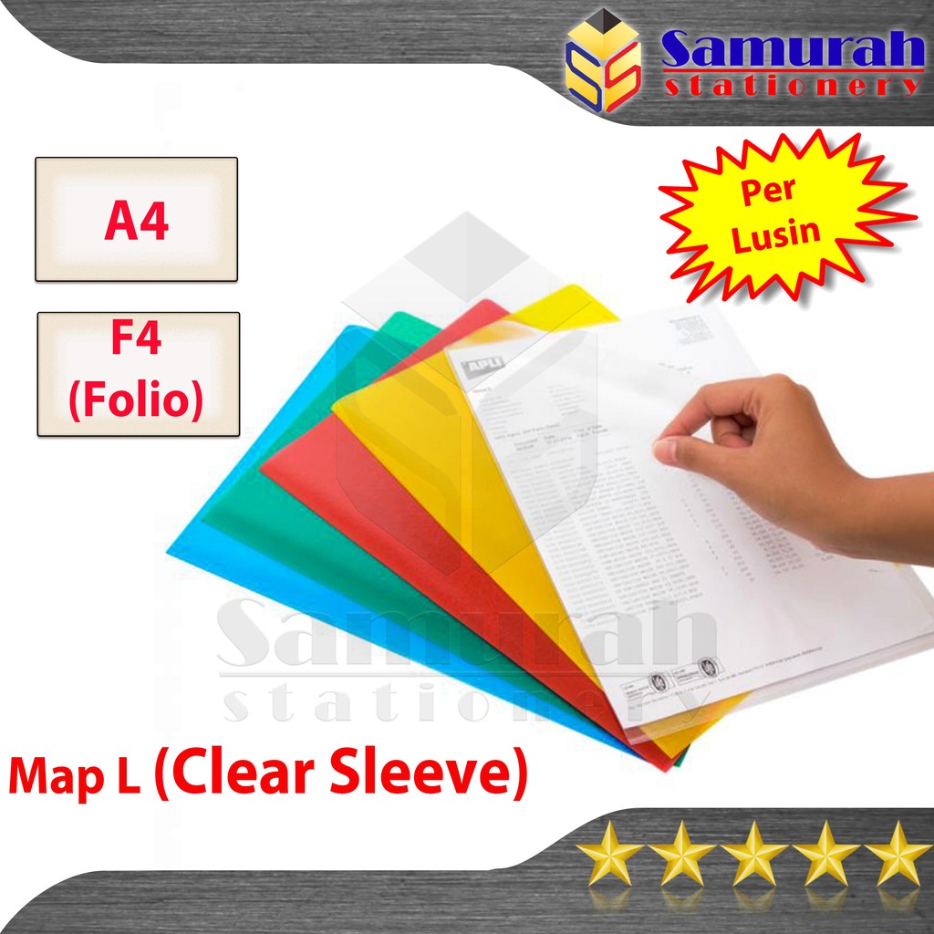 

Map L Plastik Bening Ukuran A4 - F4 / Clear Sleeves A4 Folio Warna Transparan / Clear Slevee