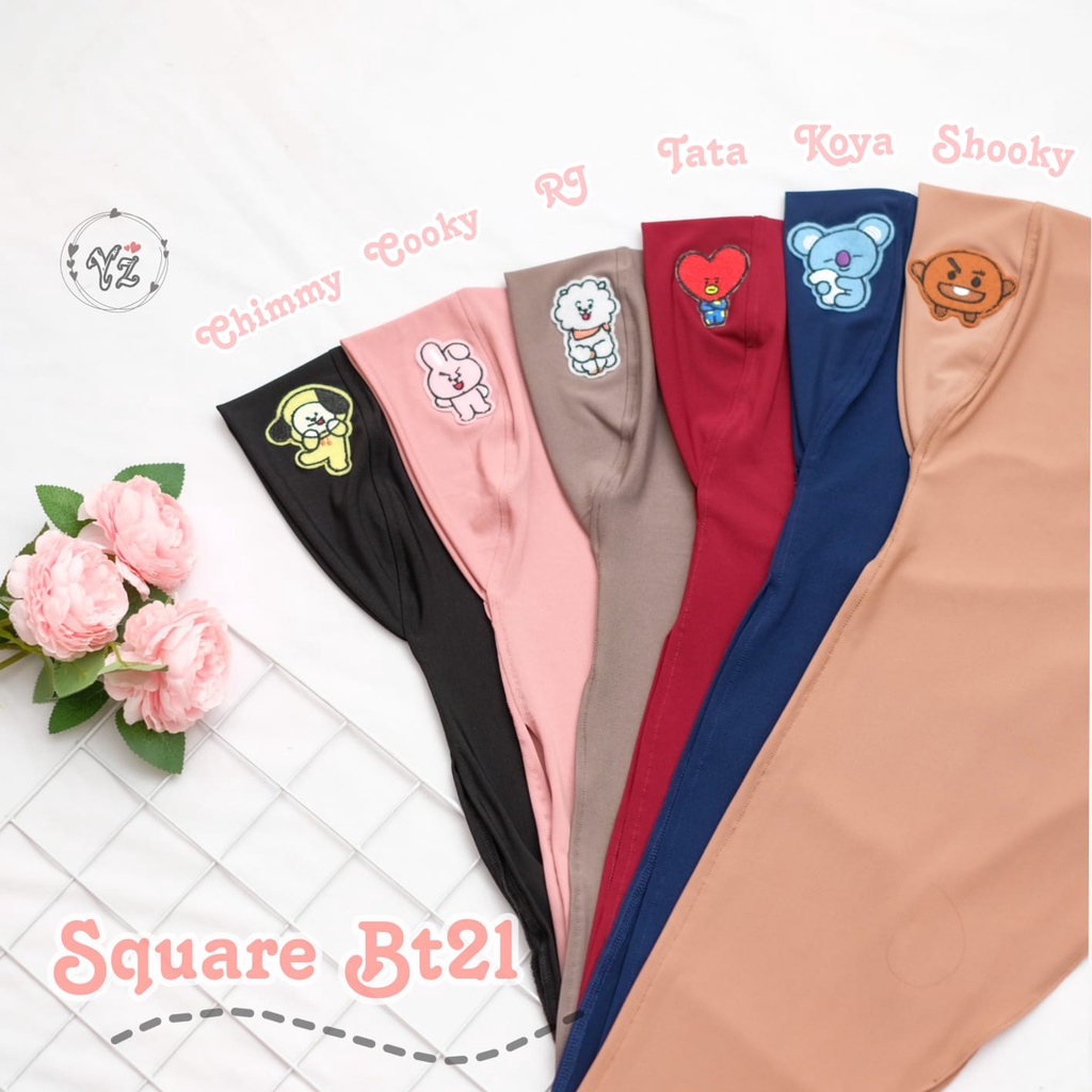 jilbab square hijab pashmina instan bt21 for kids