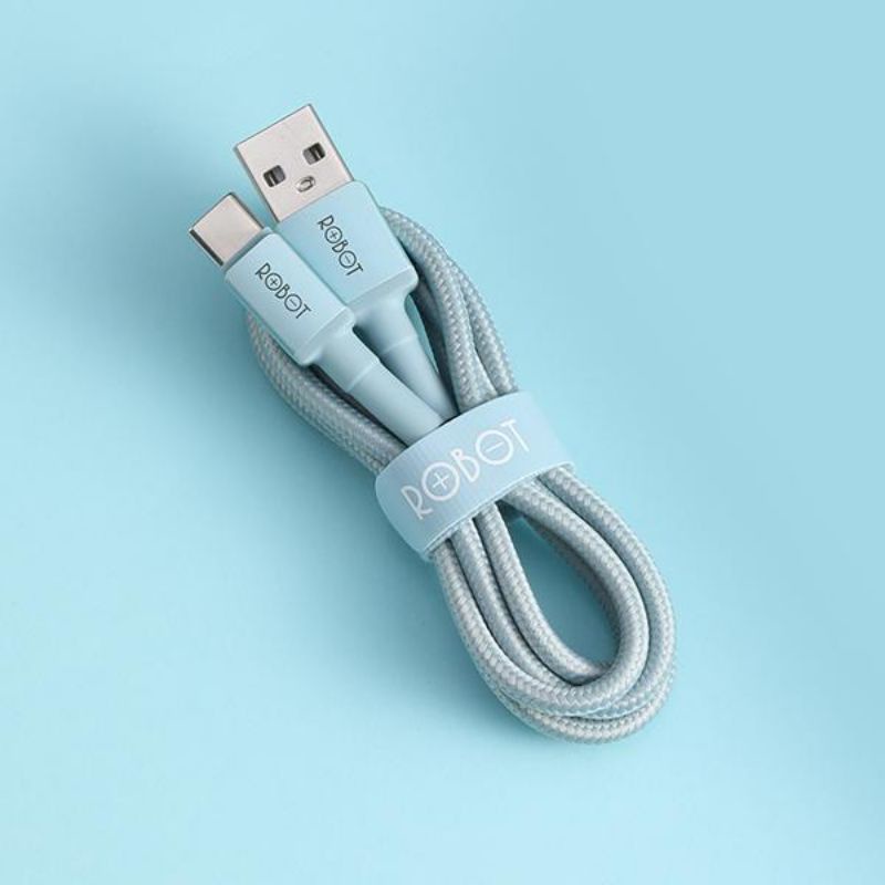 (VroffStore) ORIGINAL KABEL DATA TYPE-C ROBOT RSC 100 RSC100 100CM 3A FASTCHARGING BLUE COLOR