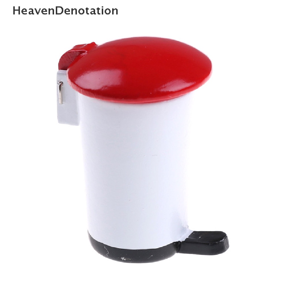 [HeavenDenotation] 1/12 Dollhouse Miniature Kitchen Step on Wooden Bin Garbage Trash Waste Can