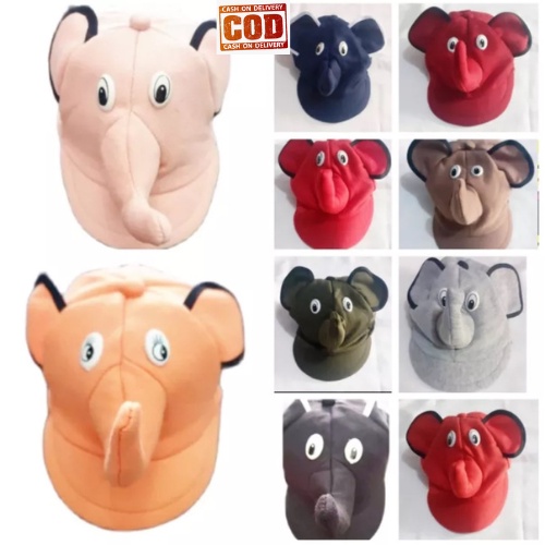 TOPI ANAK KARAKTER GAJAH LAKI PEREMPUAN USIA 1-3 TAHUN BAHAN KAOS FLEECE KUALITAS PREMIUM