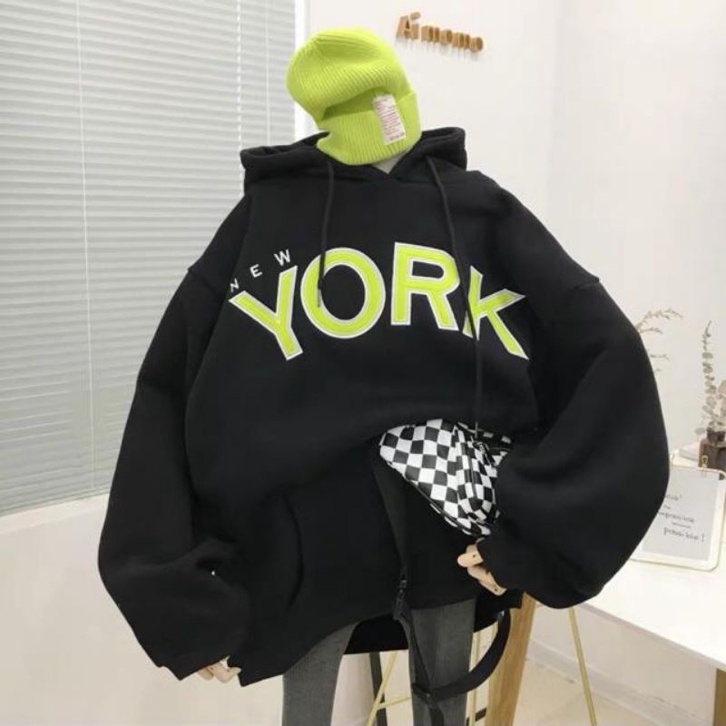 (S - XXXXL 5XL 6XL) Hoodie NEW YORK Bigsize Urban Style Jaket Korean Ulzzang Jumper Streetwear Fashion Unisex Oversize Dusty Pink Soft XXL XXXL 4XL 5XL