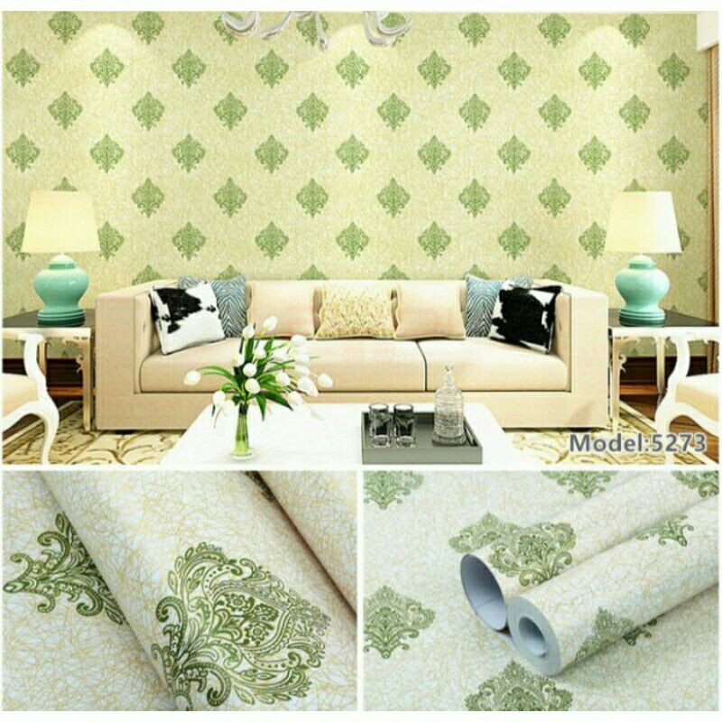 Wallpaper Dinding Ruang Tamu Wayang Hijau