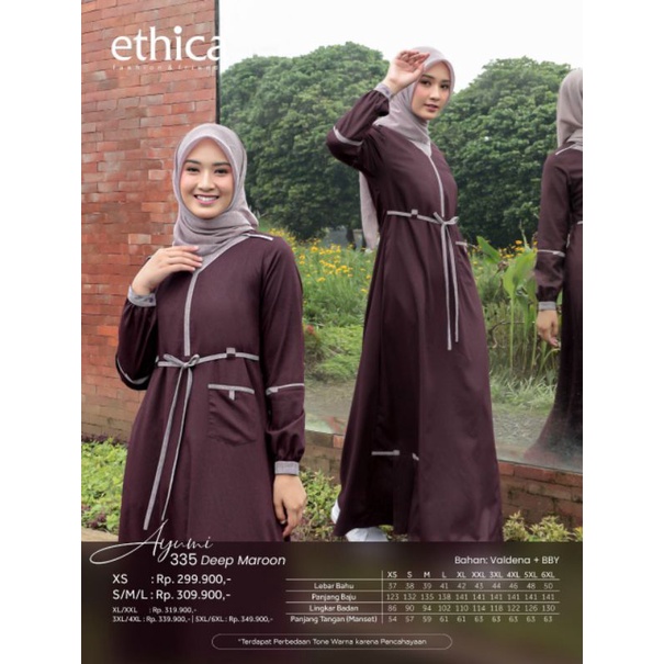 GAMIS ETHICA AYUMI 335 BLACK DAN DEEP MAROON