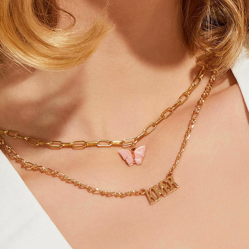 Kalung Multilayer Bahan Alloy Gaya Retro Untuk Wanita