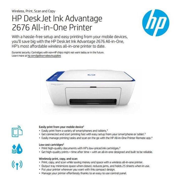 Printer HP WIRELESS Advantage 2676 All In One Print Scan Copy wifi