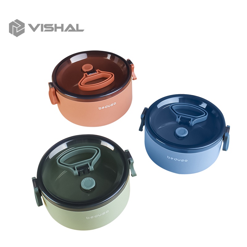 VISHAL Besar Lunch Box Anti Bocor Kotak Makan Anti Percikan Tempat Bekal Free Sendok VS-58