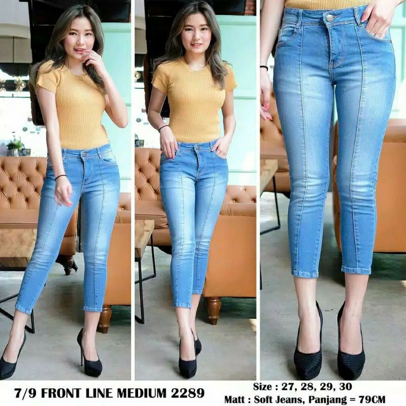 SERENA JEANS 7/9 LEGO 7 9 TULANG SPRAY OKINA JINS 27 - 34 CELANA WANITA CEWEK TERBARU KEKINIAN FRONT LINE POCKET HIDUP KANCING