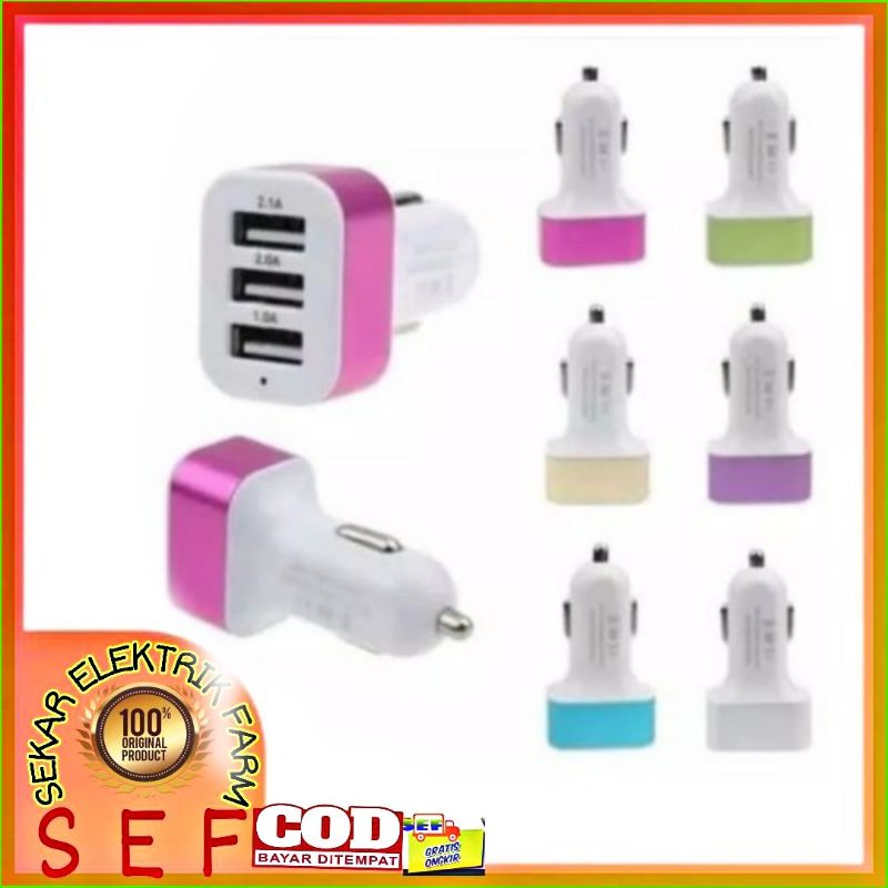 CAR CHARGER HP USB UNTUK MOBIL 3 USB USB CAR CHARGER SAVER MOBIL