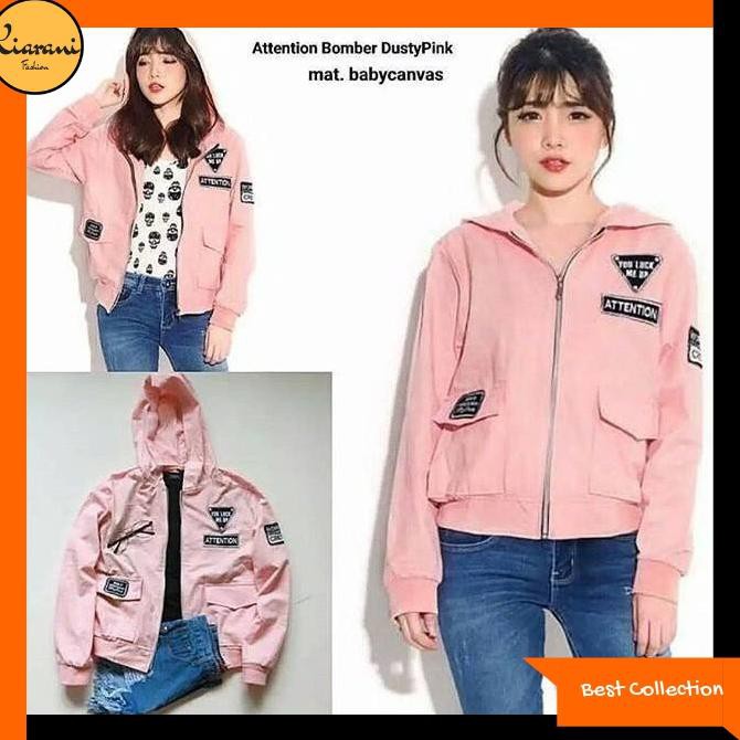 Jaket Bomber Wanita 215 - Jaket Kanvas Wanita 215 - Pink