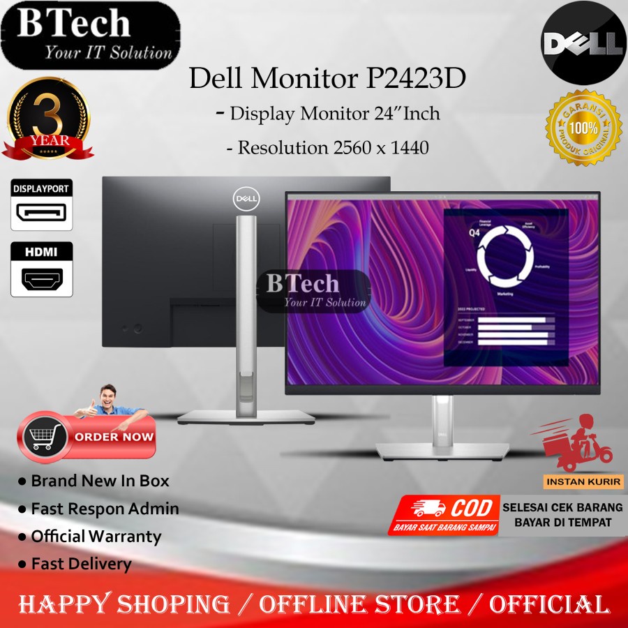 Monitor LED Dell P2423D 24” IPS 1440p HDMI